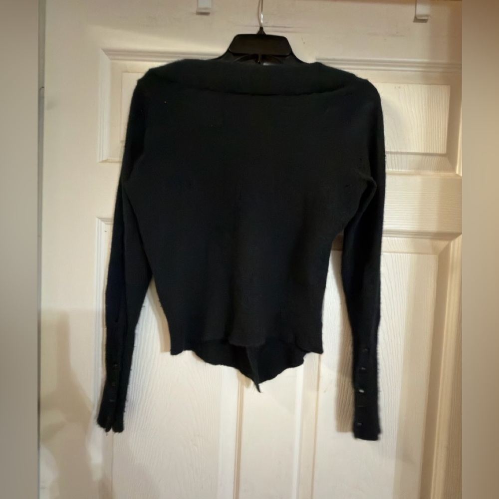 Free People $128 East Side Cashmere Blend Black Game On Button Up Cardigan‎ Sz M - Picture 4 of 6